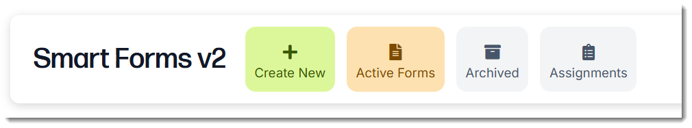 The tabs in the top toolbar of the SmartForms V2 list page